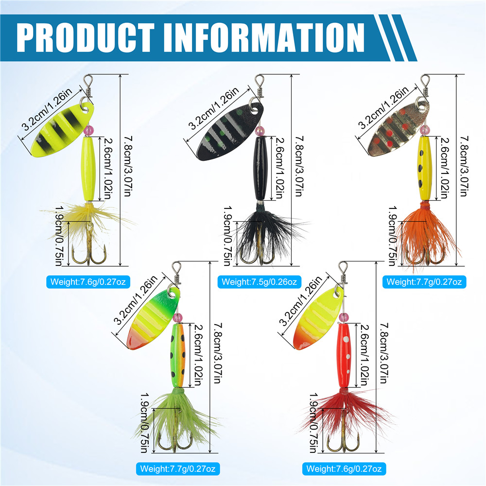 5/10/16Pcs Spinner Fishing Lur - đánh giá và giá Fishing Hook Treble
